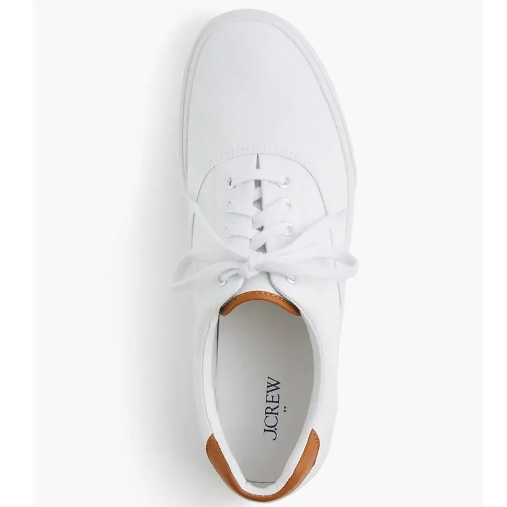 J.CREW Factory Men's Canvas lace-up sneakers in White Canvas Size 8H